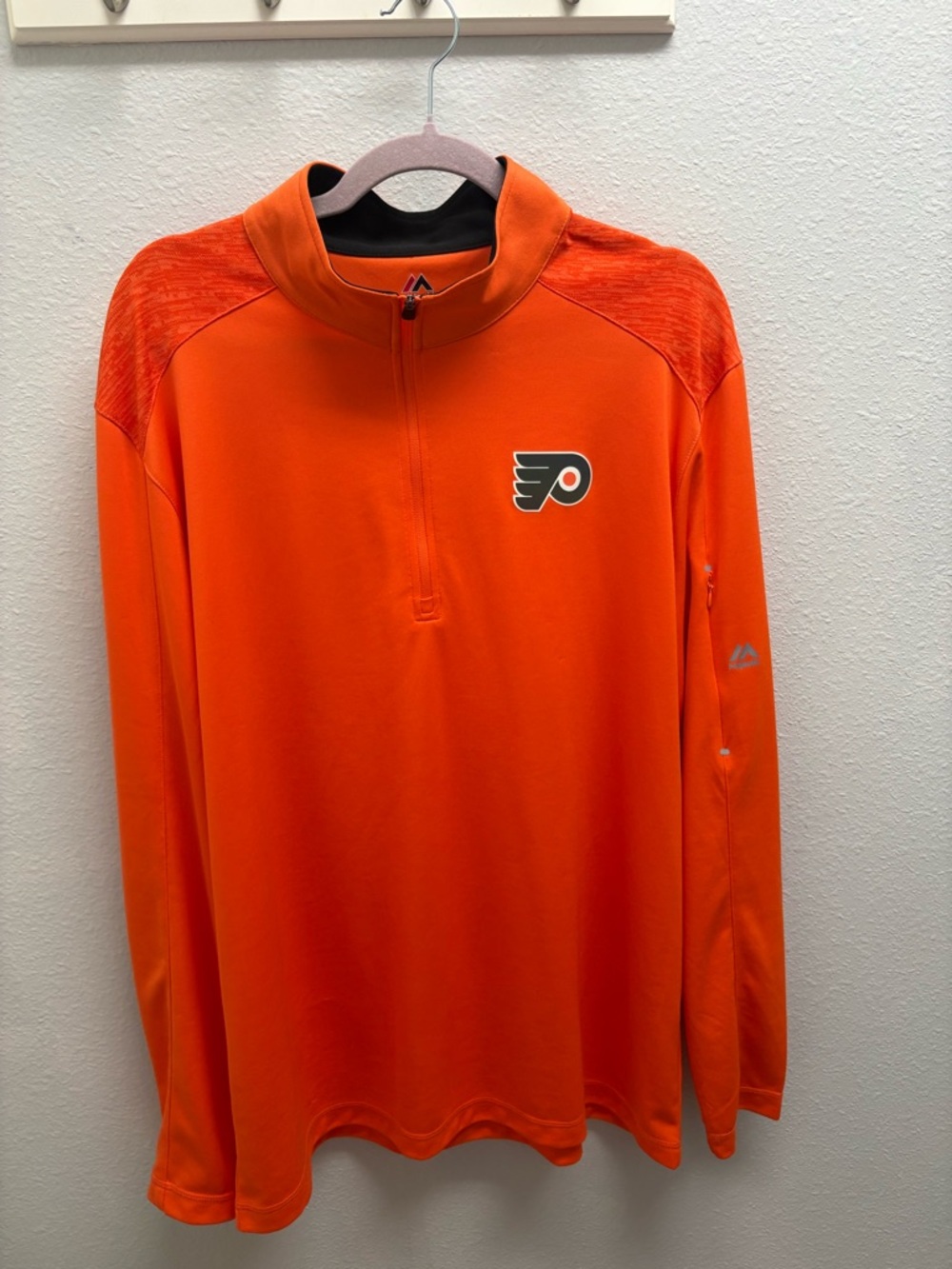 Philadelphia Flyers Hockey Orange and Black Majestic CoolBase Pullover